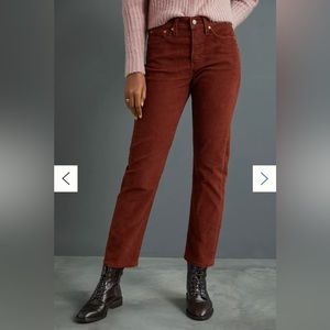 Levi's Wedgie Straight Burgundy Corduroy Pants size 25 inseam 27”